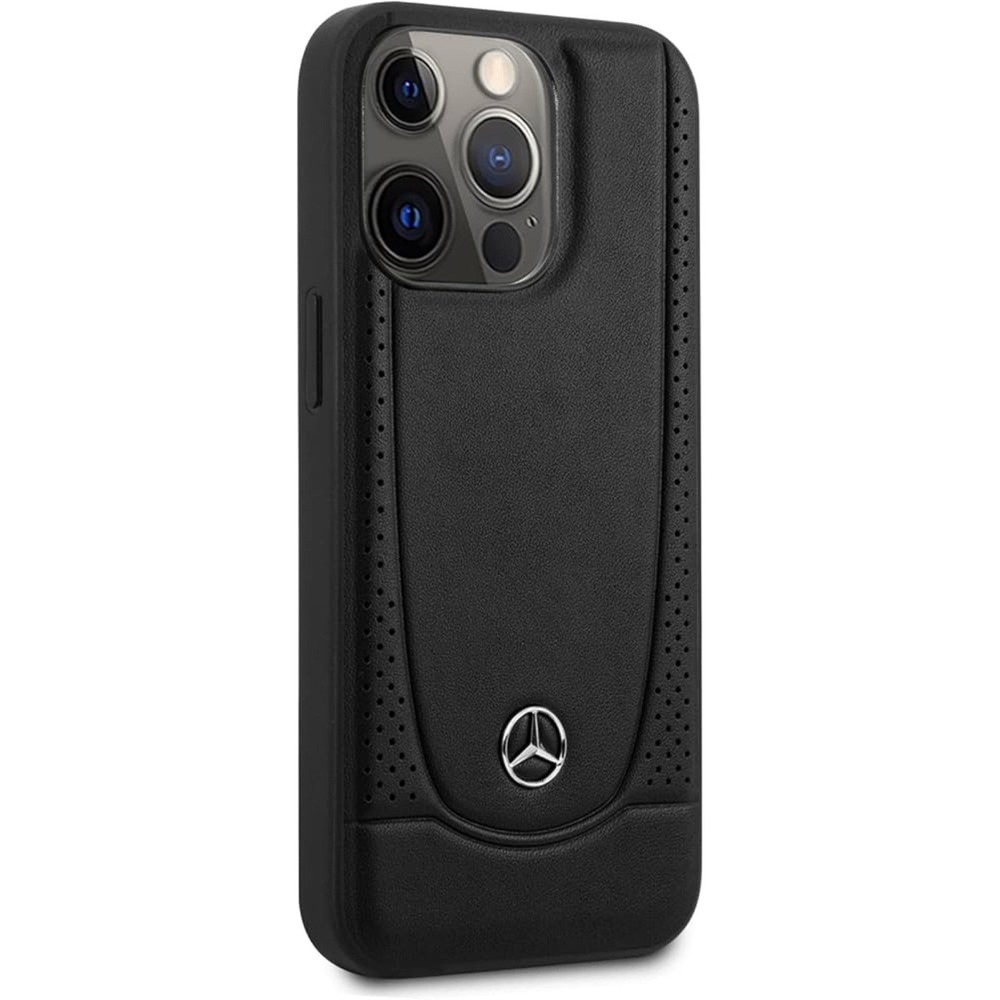 Mercedes-Benz Real Leather Protective Anti-Scratch iPhone 14 Pro Case Black